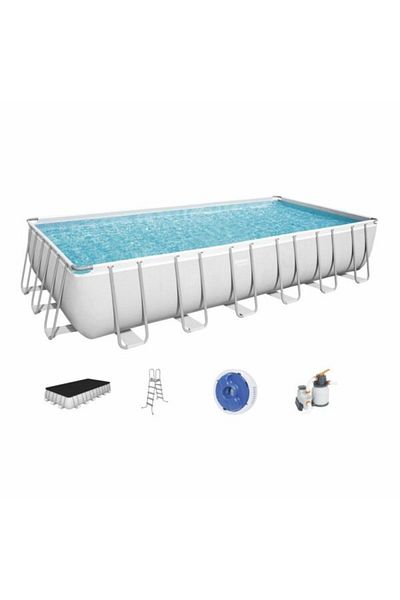 BESTWAY Rectangular Pool Set with Filter, Ladder, and Cover - Bestway