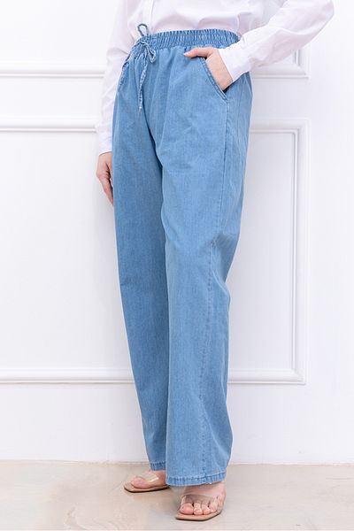 Bestenur Elastic Waist Jeans 1417 - Blue