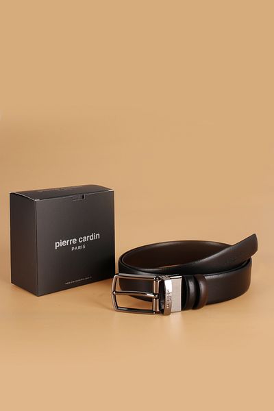 Pierre Cardin 01 Γνήσια Ανδρική Ζώνη Μαύρο-Καφέ Δύο Y Καταθέστε Διαθέσιμο