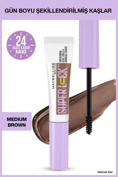 Maybelline New York Medium Brown 24 Saat Kalıcı Super Lock Brow Glue Kaş Sabi...