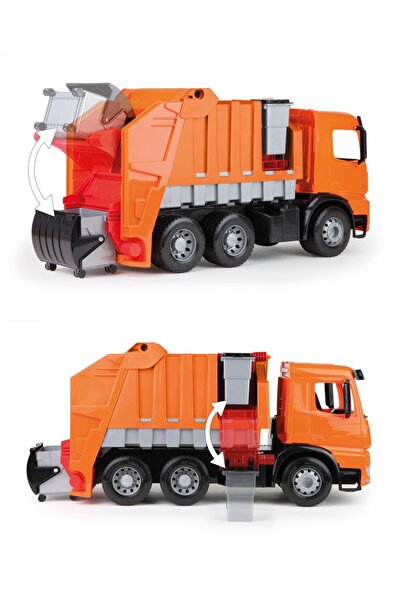 LENA Masina camion de gunoi Mercedes Arocs Gigant, Lena, portocalie, 72 cm, din plastic