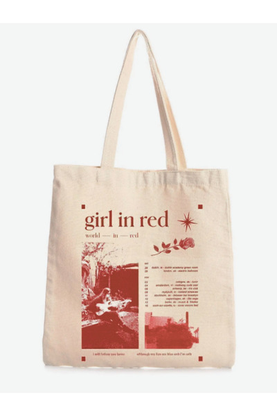 BUFUAL Girl In Red Bez Çanta, Tote Bag