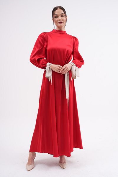 Marvella By Rasha Red dress with ribbon on the sleeves