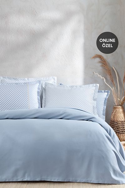 Yataş Pinto Single Bamboo Pique Set - Blue