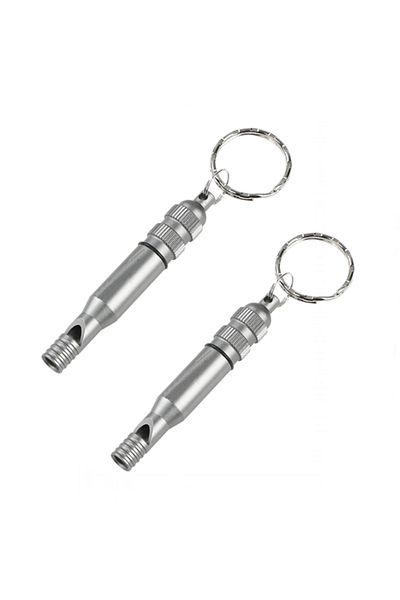 Depox Pachet două fluiere metalice de urgență, breloc, 7,6 cm