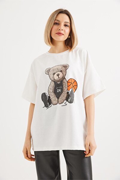 İKLİM LİFE Баскетболіст Ведмідь з принтом на футболці