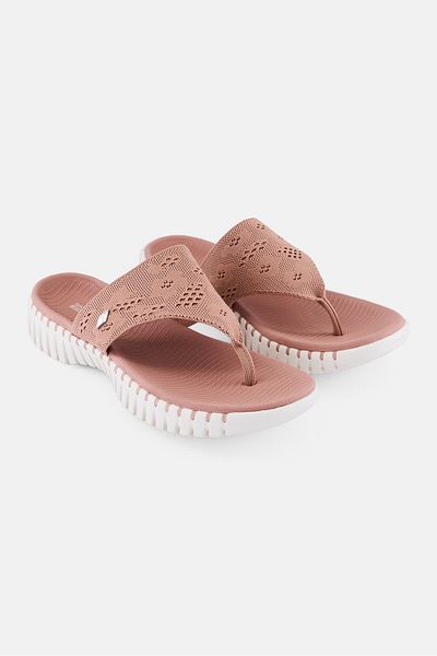 SKECHERS Women Go Walk Smart Slip On Slippers, Rose Pink