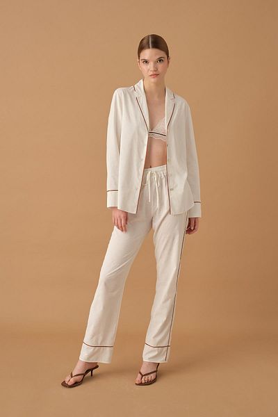Pierre Cardin Σετ γυναικείες πιτζάμες Braletli Ribbed Printed - Lx.25235 Ivory