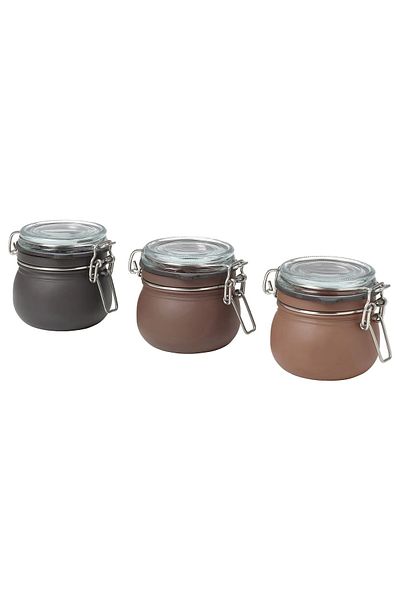 IKEA Korken Glass Jar with Lid, Assorted Colors, 13 Cl, 3 Units