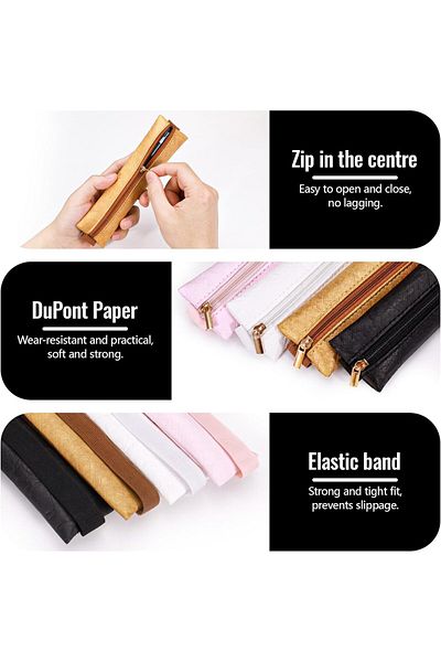 Saharaz 4pcs Pen Pouch Sleeve Pencil Holder,with Elastic Band,Pen Holder for Notebook,Back-to-school Gifts