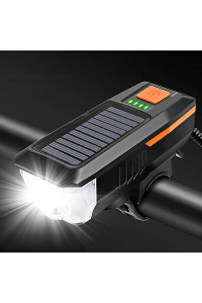 SARİSSA BİSİKLET Güneş Enerjili Usb Şarjlı Bisiklet Lambası Solar Fener Ön Fa...