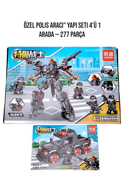YerliToptan Special Police Vehicle" Building Set 4 in 1