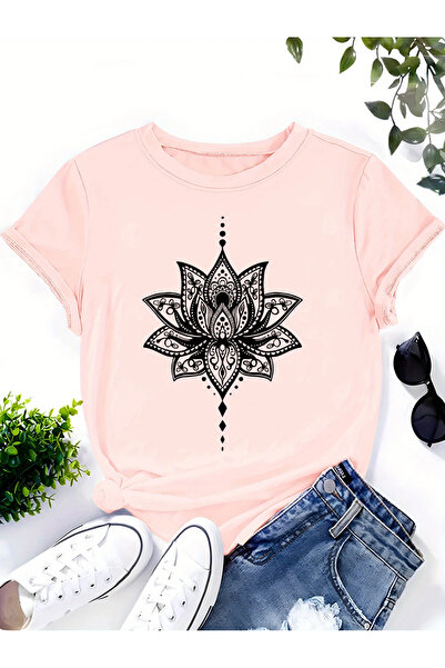 bellanova Γυναικείο καλοκαιρινό μπλουζάκι με στάμπα Lotus - κοντό μανίκι, στρ...