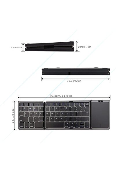 AWH Foldable Bluetooth Keyboard with Touchpad, Rechargeable, Slim for Android, iOS, Windows