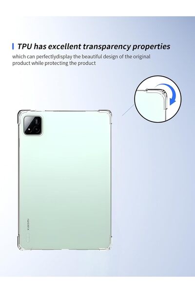 TEKNETSTORE Xiaomi Pad 7 Pro Case Transparent Silicone Crystal Clear Shock Absorbing Back Cover with Corner Protection
