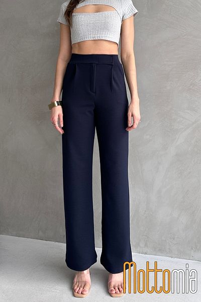 mottomia Pantaloni palazzo cu talie înaltă pentru femei, cu închidere cu velcro - culoare, croială elegantă și confortabilă
