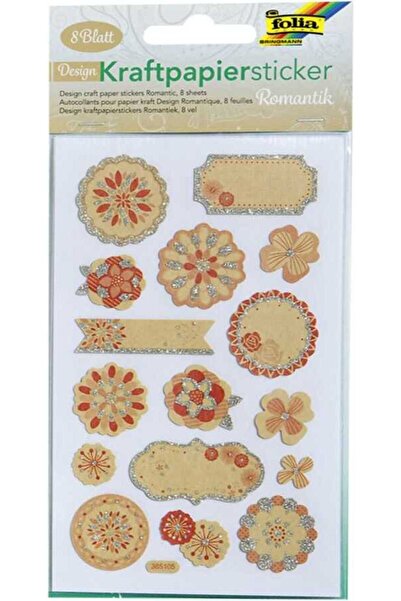 Folia Стикери за ръчно изработени изделия 10,5x21 см, 8 листа, романтични