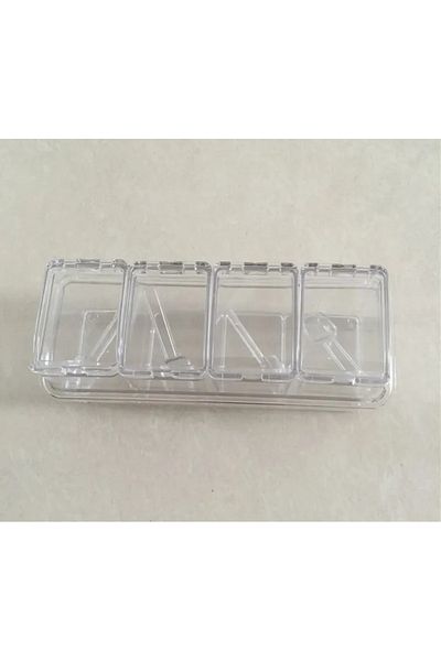 Choice 4 قطع شفافة اللون 26.3x10.3x8.3 سم 4 قطع صندوق توابل شفاف للمطبخ حاوية تخزين Co