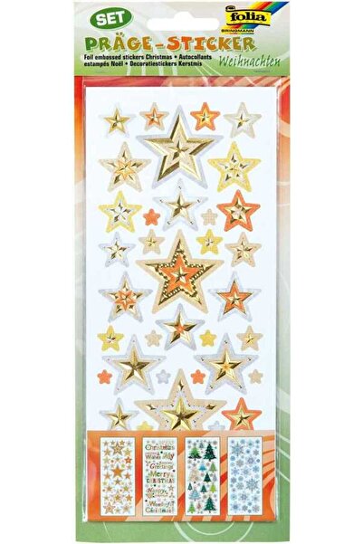 Folia Релефен стикер 10x23cm 4 листа Нова година