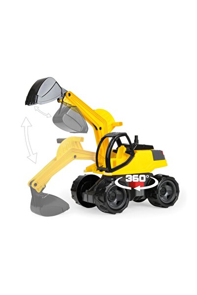 LENA Excavator gigant cu cupa functionala, rotire 360 grade, Lena, galben, 70 cm, din plastic