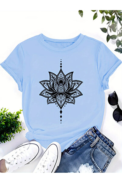 bellanova Γυναικείο καλοκαιρινό μπλουζάκι με στάμπα Lotus - κοντό μανίκι, στρ...