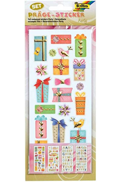 Folia Релефен стикер 10x23 см, 4 листа, парти