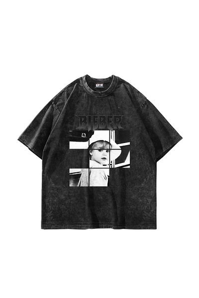 Sekizbiraltı Μαύρο μπλουζάκι με στάμπα Belieber Oversize Unisex Washable