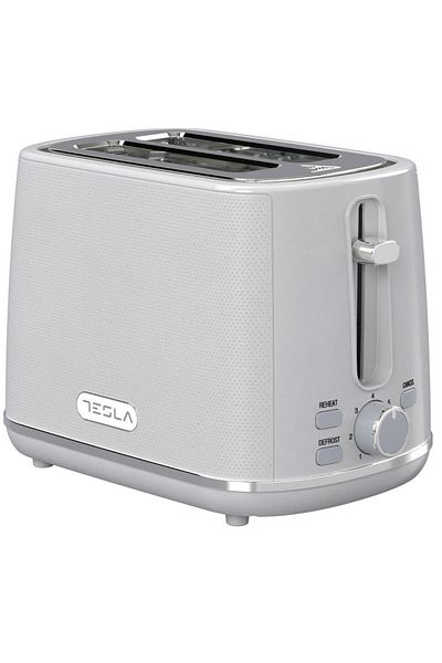 TESLA Prajitor de paine Tesla TS400GX, 930 W, 2 felii, Functie Dezghetare, Functie Reincalzire (Alb/Gri)