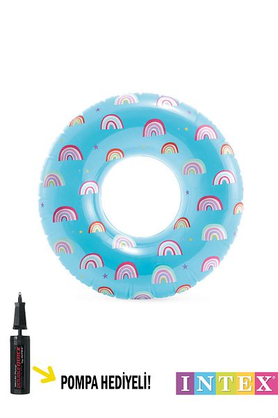 hediyecik İntex Rainbow Patterned Children's Pool and Sea Bagel +8 Years 81 cm