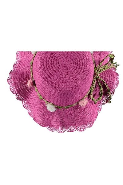 bipamuk Girl's Straw Fedora Hat Stylish Design Floral Model 4/8 Years Old