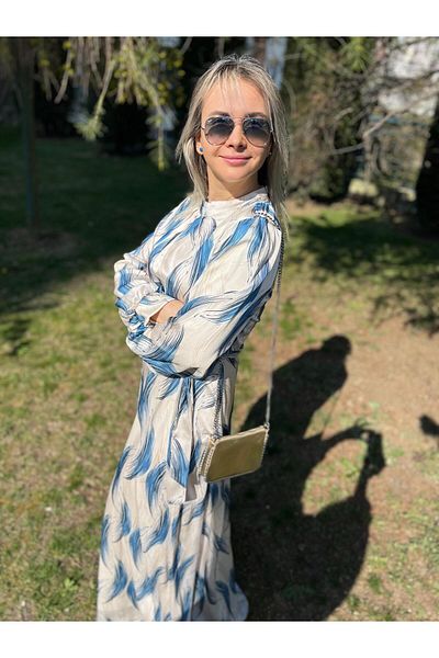 Cardella Σατέν φόρεμα με μοτίβο κρέμας με ασορτί φόδρα
