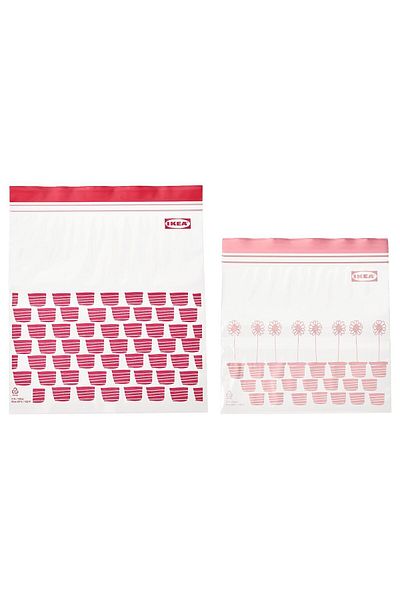 IKEA ISTAD Resealable bag, patterned red/pink, 2.5/1.2 l