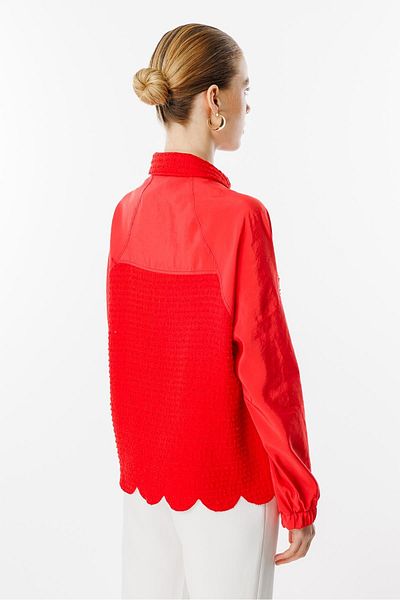 Ghisa Parachute Fabric Mixed Jacket Red