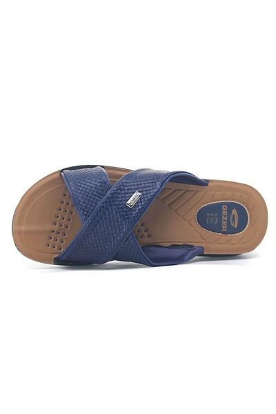 GEZER Papuci pentru bărbați - piele artificială, bleumarin 12598