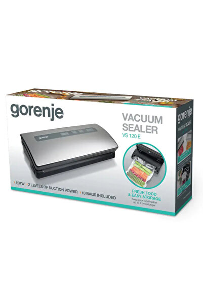 Gorenje Συσκευή κενού αέρος Gorenje VS120E, 120W, για σακούλες, Μαύρο/Ανοξείδωτο ατσάλι