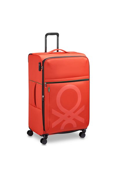 United Colors of Benetton Color Block Softside 81cm 4 Double Wheel Expandable Check-In Luggage Trolley Red