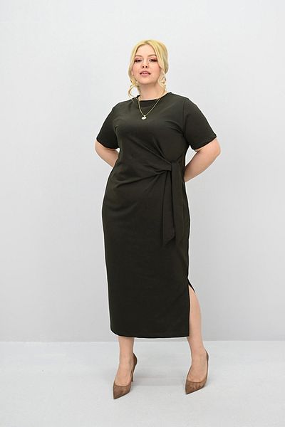 Koza Butik Women's Plus Size Short Sleeve Waist Tie Detail Dress 5303-25