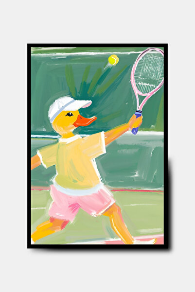PİTAYA Tenis Servisi Poster - Çerçevesiz Tasarım Tenis Poster Yağlı Boya Tabl...