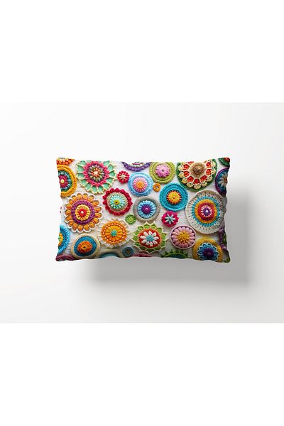 Filamente A Pair of Sided Digital Printing Throw Pillow Cover with Numbers and Knitted Motif
