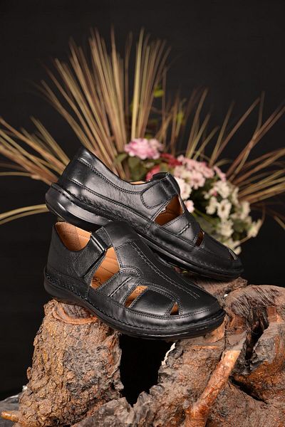 JAMES FRANCO Men's Inside and Outside Genuine Leather Velcro Summer Holes Men's Shoes Full Orthopedic Massage Insole