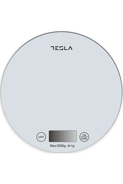 TESLA Cantar de bucatarie Tesla KS200W, 5kg, ecran LCD, functie Tara, Sticla (Alb)