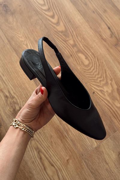 nope21shoess Aloha Black Genuine Leather Ballerinas