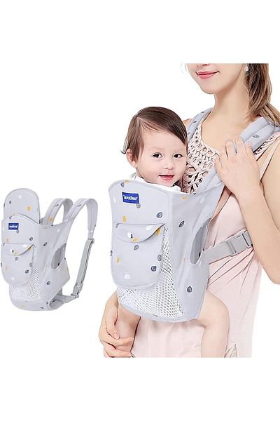 COOYA Baby Carrier, Ergonomic Carrier Adjustable,with pockets in the front ,for Newborn ,Grey