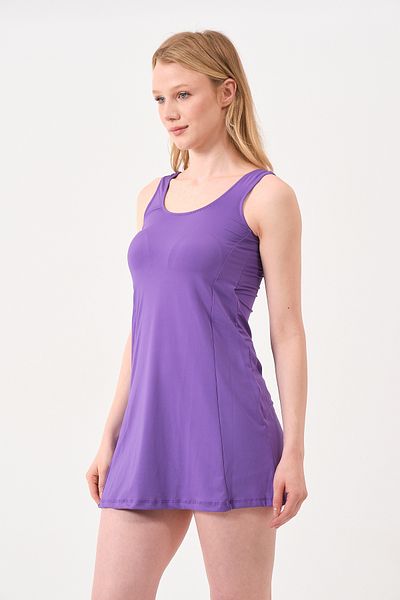 vawensea Women's Self-Adhesive Shorts Dress Swimsuit Purple (with Breast Pad)