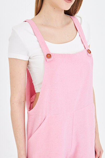 armonika Women's Pink Pocket Wide Leg Gardener Overalls Arm-25Y 001043