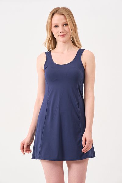 vawensea Women's Self-Adhesive Shorts Dress Swimsuit Navy Blue (with Breast Pad)