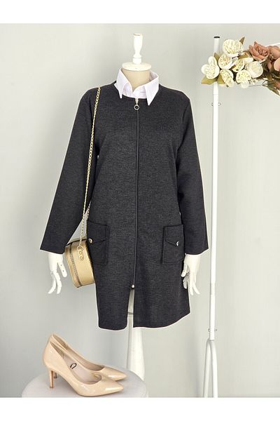 ENDAMIM Large Size Cardigan - with Pockets and Moderate Thickness