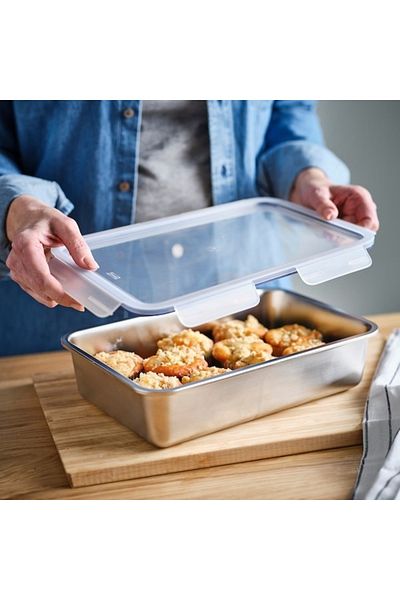 IKEA 365+ Large Rectangular Stainless Steel Food Container 3L, Durable, Stackable & Oven-Safe