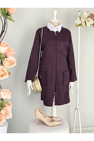 ENDAMIM Large Size Cardigan - with Pockets and Moderate Thickness