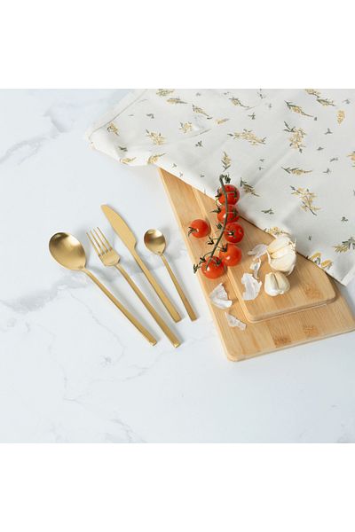 VAV GET 16-Piece Flatware Cutlery Set Service for 4 People, Elegant & Durable Design, Gold.